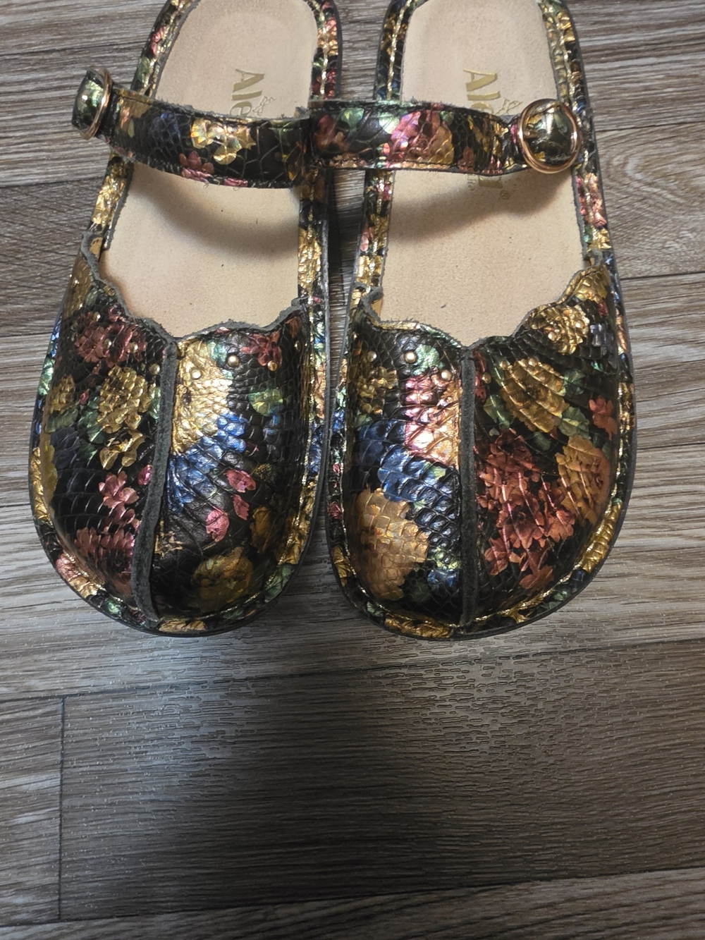 Alegria Multicolor Metallic Snake-Print Clogs - Picture 9 of 9